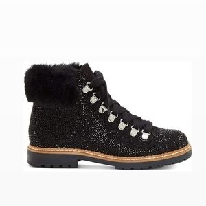 New INC International Concepts Black Winter Rain Boots with Faux Fur Tri…